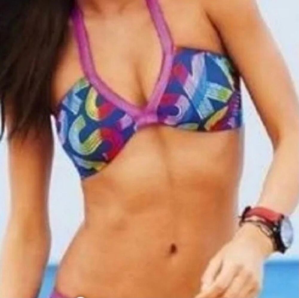 Victoria’s Secret Rainbow Secret Kiss bandeau bikini top size M bottom size S